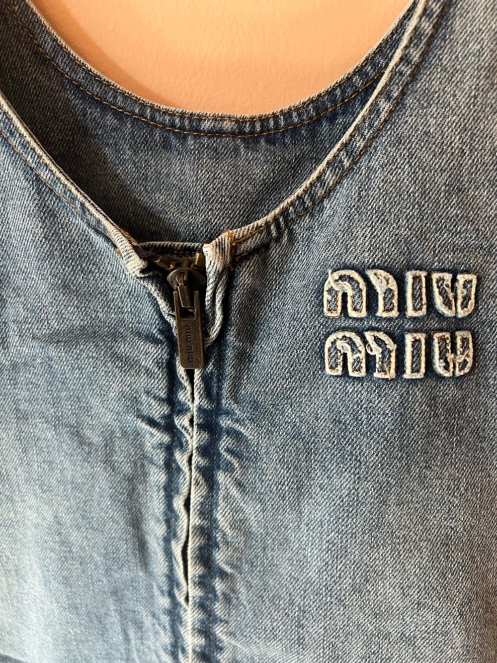 Miu Miu Denim Zip-Front Pinafore mini Dress jumper Coachella sold out rare luxe - Picture 7 of 12
